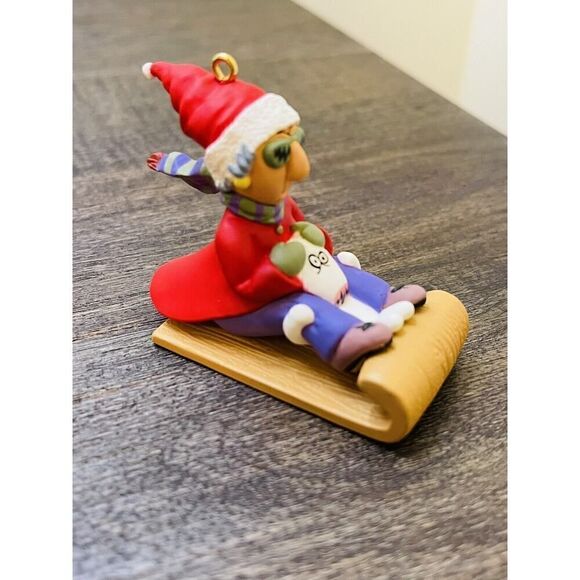 Hallmark Keepsake Christmas Ornament "Maxine" Toboggan Sledding w/Dog Floyd 1998 - Picture 3 of 7
